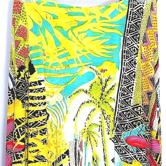 Sharon Young Skirt maxi stretch palm tree floral tropical print Beach Resortwear - Picture 2 of 9
